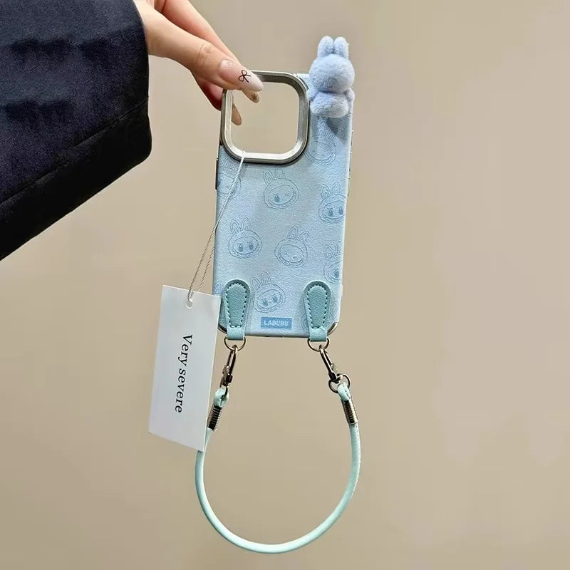 2025 New Ins Cartoon Cute 3d Labubu Handheld Rope Phone 16 Promax Phone Case For iphone 15 14 13 12 Pro Max Anti Fall Cover