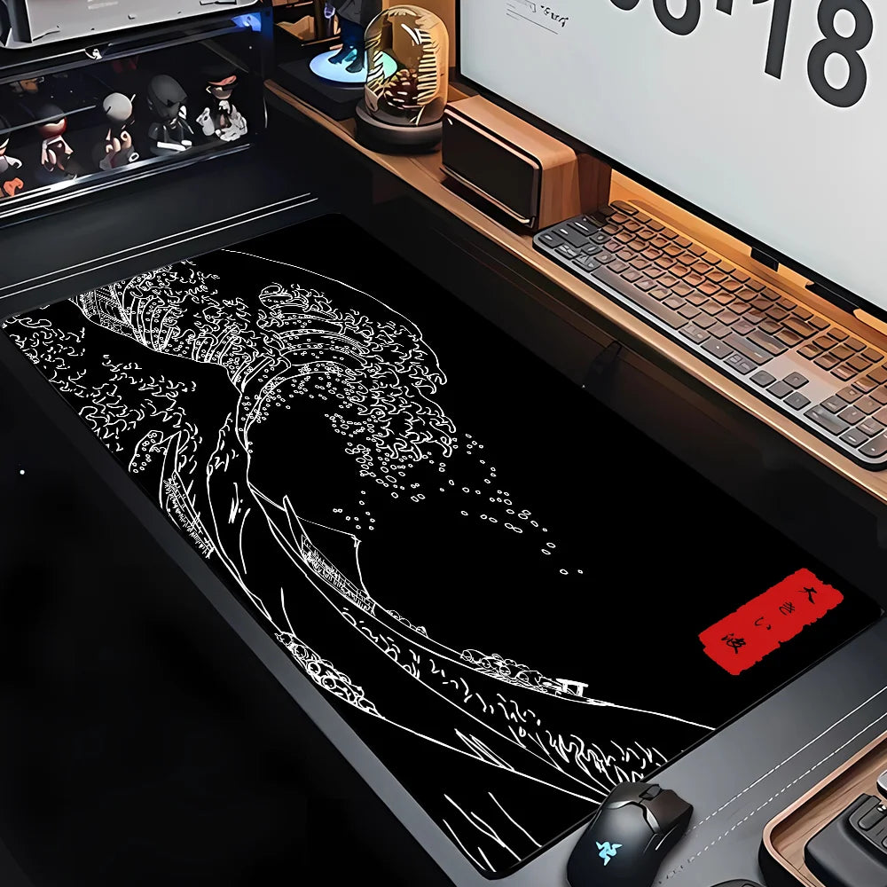 PC Custom HD Print New Mousepad Japan Art Great Waves Rubber Mouse Pad Lock Edge Playmat Non-Slip Office Computer Mice Pads XXL