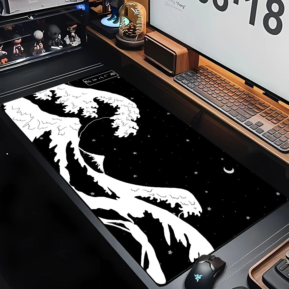 PC Custom HD Print New Mousepad Japan Art Great Waves Rubber Mouse Pad Lock Edge Playmat Non-Slip Office Computer Mice Pads XXL