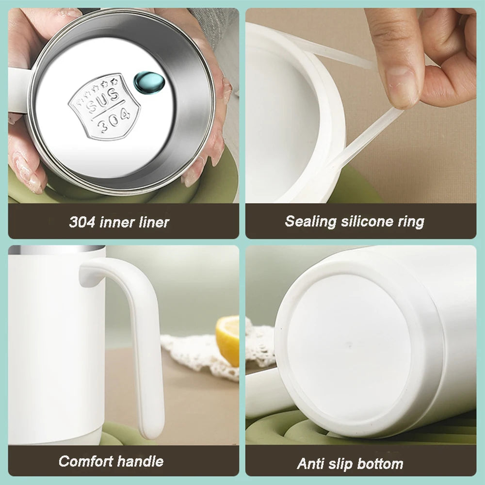 500ML Coffee Mug Tumbler With Handle 304 Stainless Steel Straw Cup Large Capacity Breakfast Cup Household Office Milk Coffee Cup