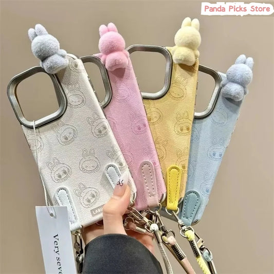 2025 New Ins Cartoon Cute 3d Labubu Handheld Rope Phone 16 Promax Phone Case For iphone 15 14 13 12 Pro Max Anti Fall Cover