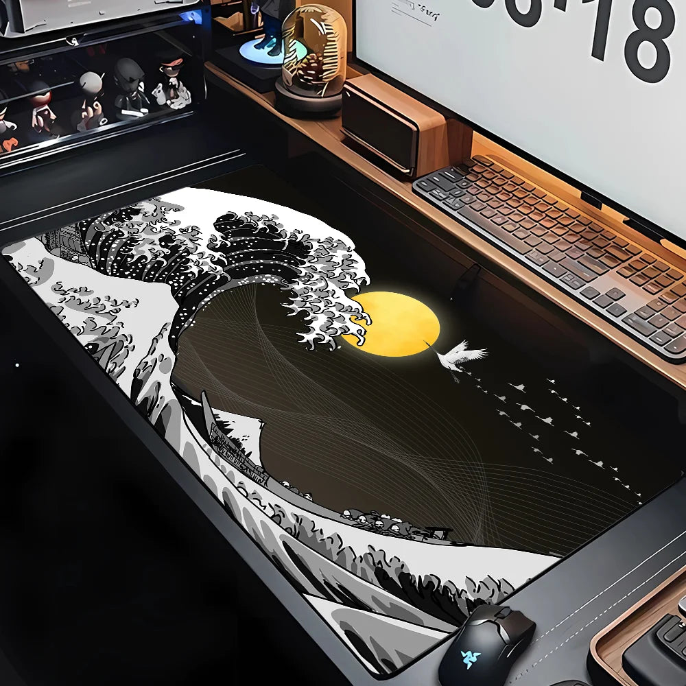 PC Custom HD Print New Mousepad Japan Art Great Waves Rubber Mouse Pad Lock Edge Playmat Non-Slip Office Computer Mice Pads XXL